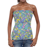 Colorful Cenala print tube top with boho retro paisley  pattern - Summer Vibrant Styles by Blissfully Brand
